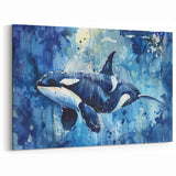 Abstract Orca Wall Art - Vibrant Ocean Life Canvas & Framed Print Decor