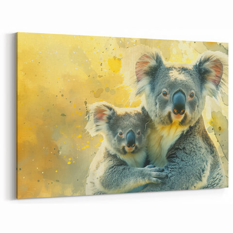 Koala Art Poster - Vibrant Mother and Baby Wildlife Canvas Print