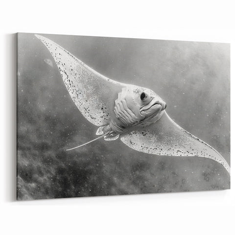 Elegant Ray Wall Art - Monochrome Marine Life Canvas & Framed Prints