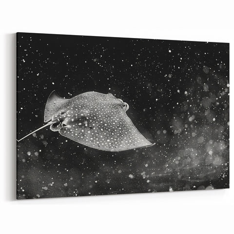 Mystical Ray Wall Art - Stunning Black & White Marine Life Print