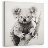 Charming Koala Wall Art - Black & White Koala Canvas Print for Animal Lovers