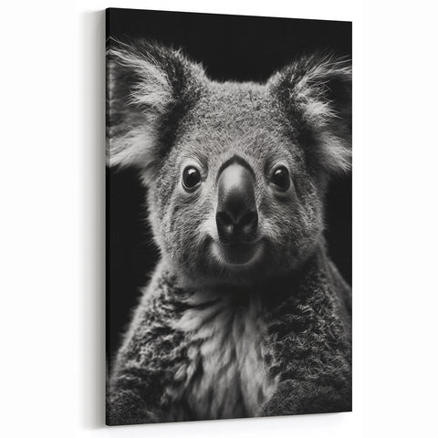 Striking Koala Wall Art - Black & White Koala Canvas Print for Modern Decor