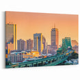 Boston Skyline Wall Art - Sunset Glow Cityscape on Stretched Canvas