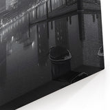 Boston Skyline Photography - Foggy Night Harbor with City Lights