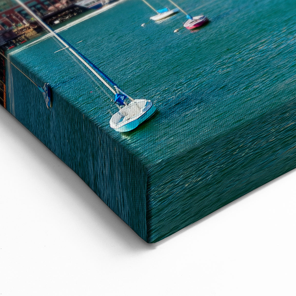 Boston Skyline Wall Art - Vibrant Harbor with Sailboats and Blue Sky
