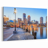 Boston Skyline Wall Art - Evening Harbor with Lights and Waterfront