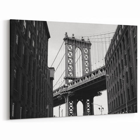 Boston Architecture Art - Black and White Bridge with Historic Buildings