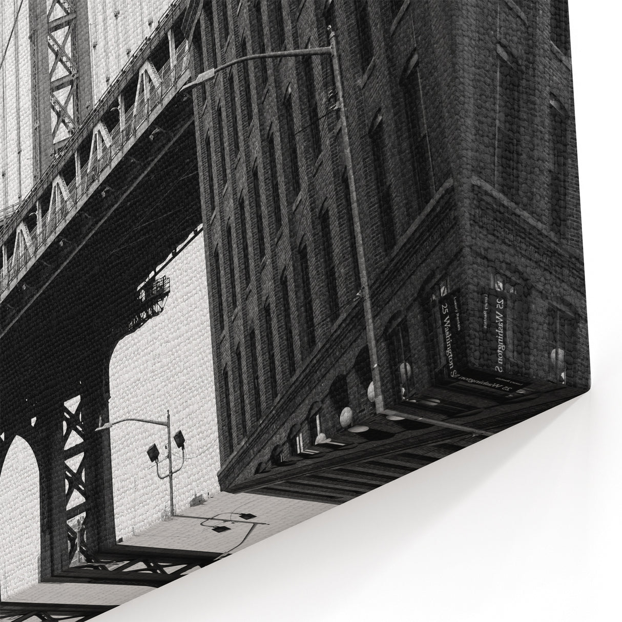 Boston Architecture Art - Black and White Bridge with Historic Buildings