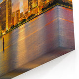 Boston Skyline Wall Art - Nighttime Cityscape with Vibrant Reflections