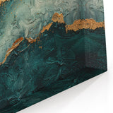 Teal and Gold Abstract Strokes Canvas - Luxury Modern Wall Art