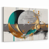 Teal, Gold, and Grey Abstract Geometric Canvas - Modern Wall Art