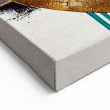 Teal, Gold, and Grey Abstract Geometric Canvas - Modern Wall Art