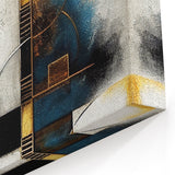 Gold and Teal Geometric Abstract Canvas - Modern Luxury Wall Art