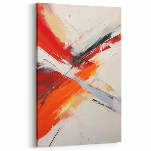 Red and Orange Abstract Strokes Canvas - Dynamic Modern Wall Art