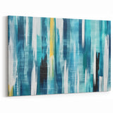 Teal and White Abstract Strokes Canvas - Minimalist Modern Wall Art