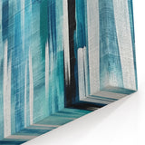 Teal and White Abstract Strokes Canvas - Minimalist Modern Wall Art