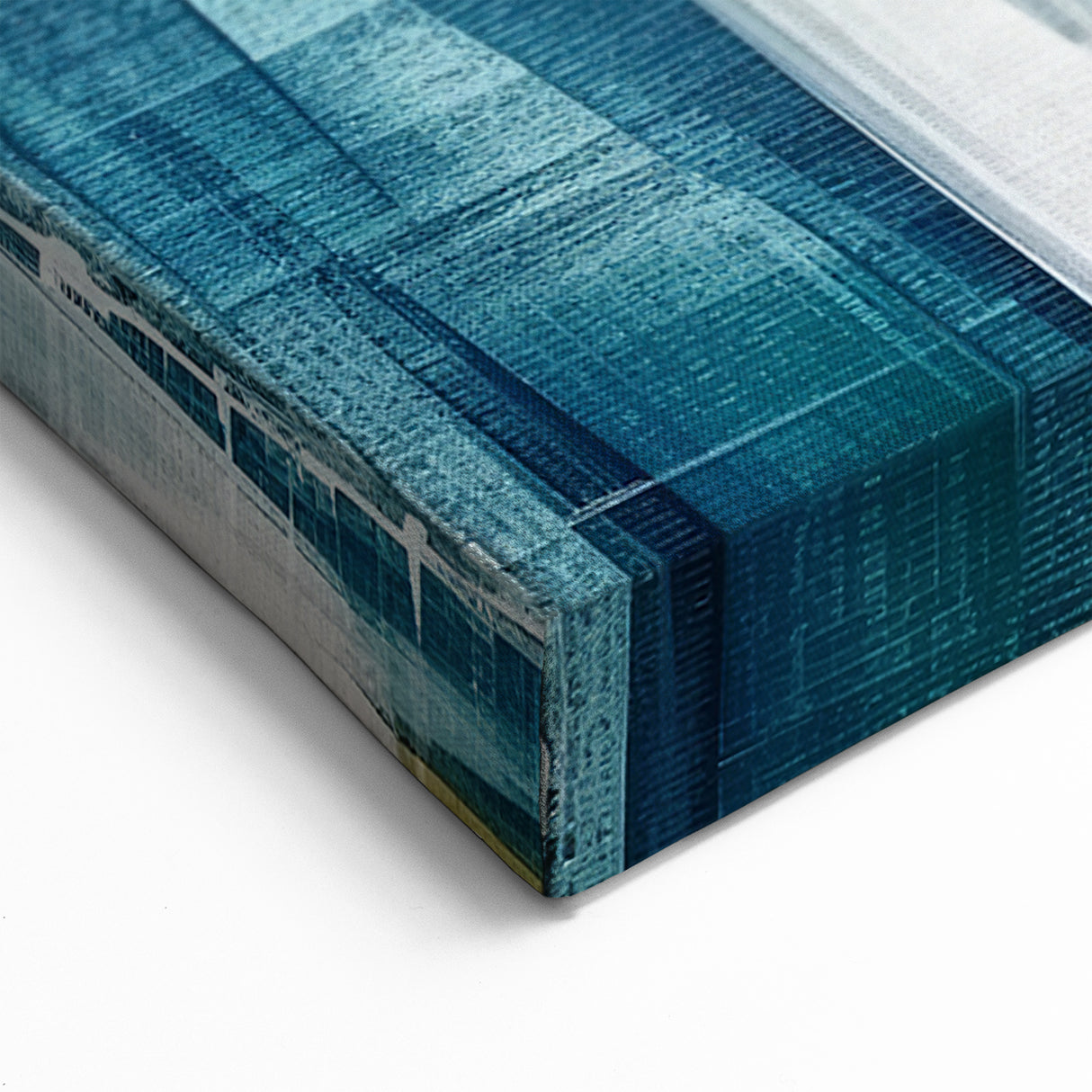 Teal and White Abstract Strokes Canvas - Minimalist Modern Wall Art