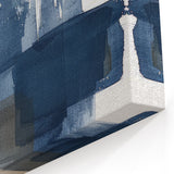 Navy Blue and Beige Abstract Strokes Canvas - Minimalist Wall Art