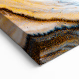 Blue and Gold Fluid Abstract Canvas - Modern Swirl Wall Art