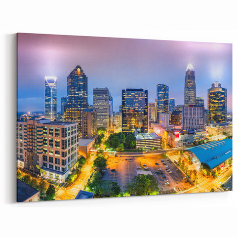 Charlotte Skyline Wall Art | Vibrant Panoramic Cityscape Art Prints