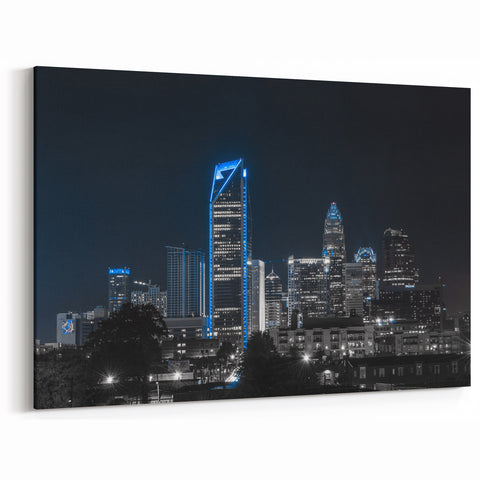 Charlotte Skyline Wall Art | Sleek Nighttime Cityscape Art Prints