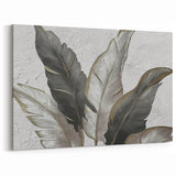 Black and Gold Leaf Line Art - Modern Abstract Strokes Canvas