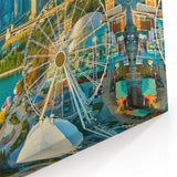 Chicago Skyline Wall Art - Scenic Waterfront and Ferris Wheel Canvas Print