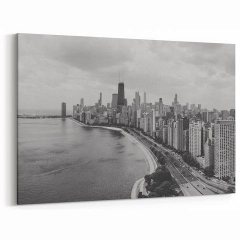 Chicago Skyline Wall Art - Timeless Black and White Cityscape Canvas