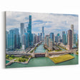 Chicago Skyline Wall Art - River View on Bright Day Cityscape Print