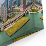 Chicago Skyline Wall Art - River View on Bright Day Cityscape Print