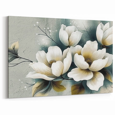 Elegant White Floral Art - Modern Abstract Flower Canvas Print