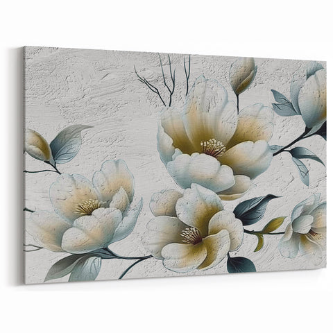 Soft White Floral Art - Elegant Abstract Flower Canvas Wall Print