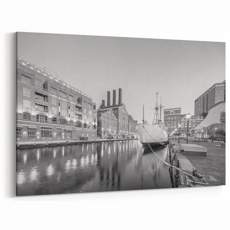 Historic Baltimore Harbor Art - Black and White Cityscape Decor