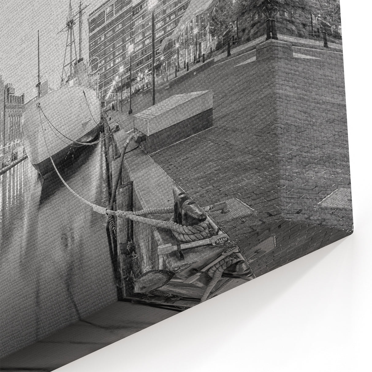 Historic Baltimore Harbor Art - Black and White Cityscape Decor