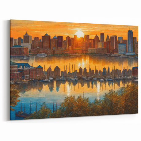 Sunset Baltimore Skyline Art - Warm and Vibrant Cityscape Decor