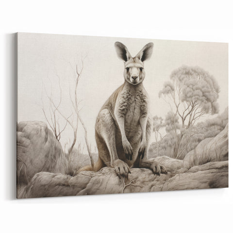 Majestic Kangaroo Wall Art - Australian Wildlife Nature Canvas Decor