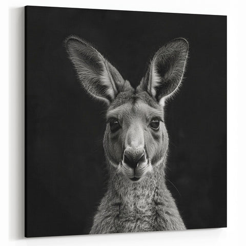 Elegant Kangaroo Portrait - Australian Wildlife Black and White Art