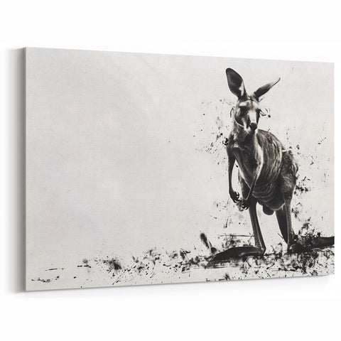 Abstract Kangaroo Wall Art - Modern Australian Wildlife Canvas Decor