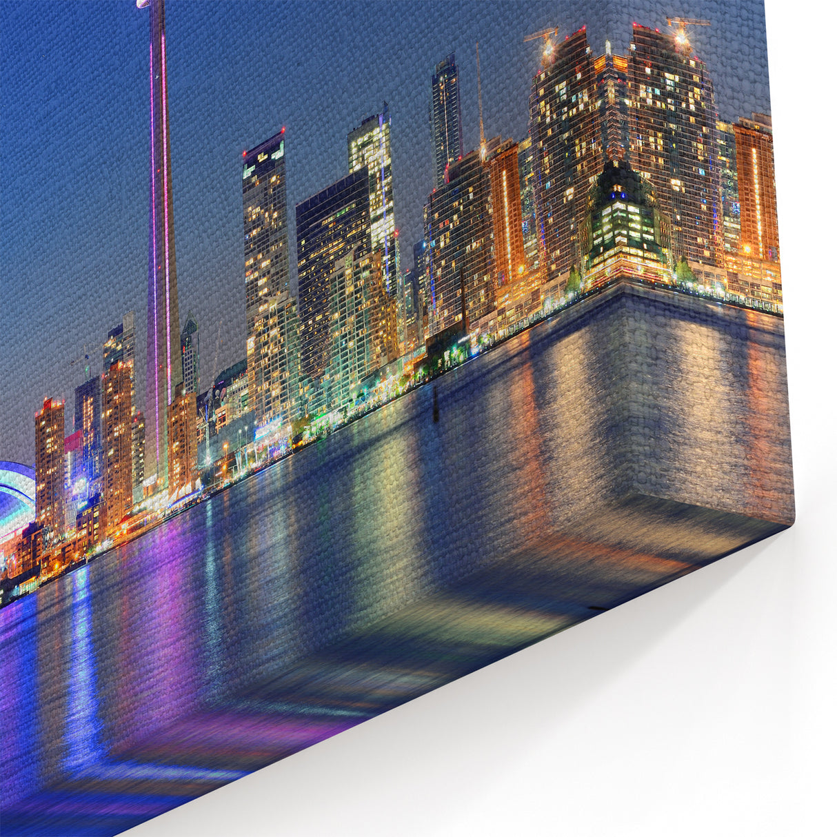 Toronto Skyline Nightscape | CN Tower and City Lights Reflection Art