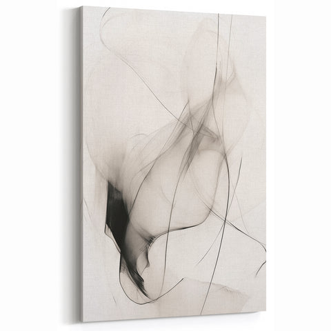 Abstract Monochrome Flow - Minimalist Smoke and Line Art Print