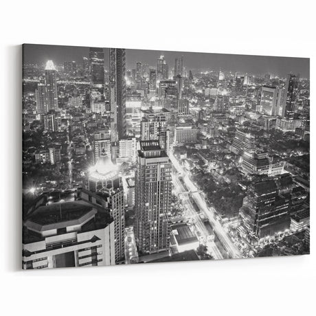 Tokyo Night Skyline Wall Art - Stunning Black & White Cityscape Photography