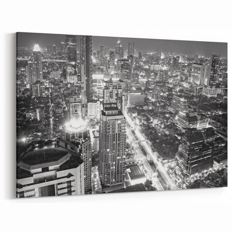 Tokyo Night Skyline Wall Art - Stunning Black & White Cityscape Photography