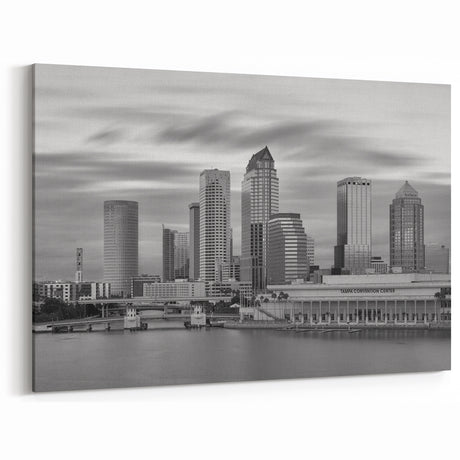 Tampa Skyline Wall Art - Elegant Black and White Cityscape Photography