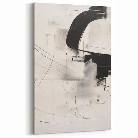 Modern Monochrome Art - Abstract Black and White Minimalist Canvas