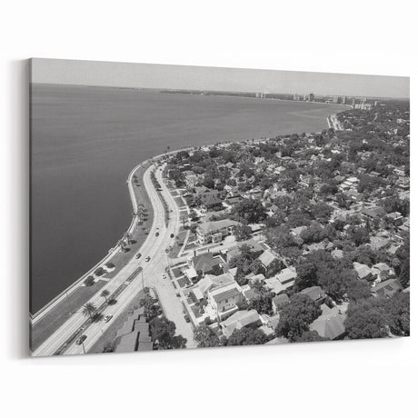 Tampa Bay Wall Art - Classic Black and White Coastal View