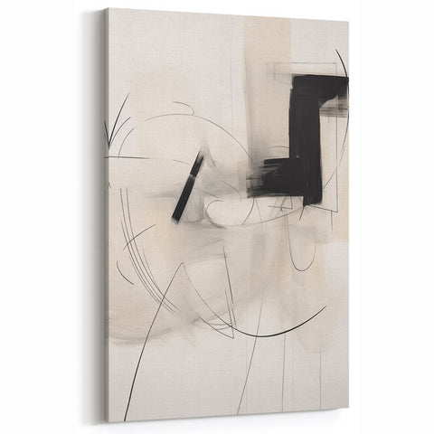 Abstract Minimalist Art - Monochrome Black and White Modern Canvas