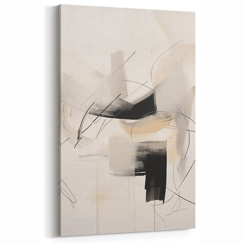 Contemporary Monochrome Art - Minimalist Black, White, and Beige Print
