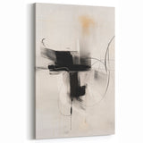 Modern Minimalist Art - Abstract Black, White, and Beige Canvas Print