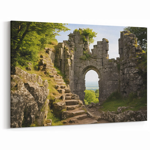 Ancient Ruins Wall Art - Stone Archway & Staircase Canvas & Prints