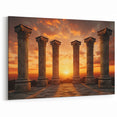 Ancient Ruins Wall Art - Majestic Columns at Sunset Canvas & Prints